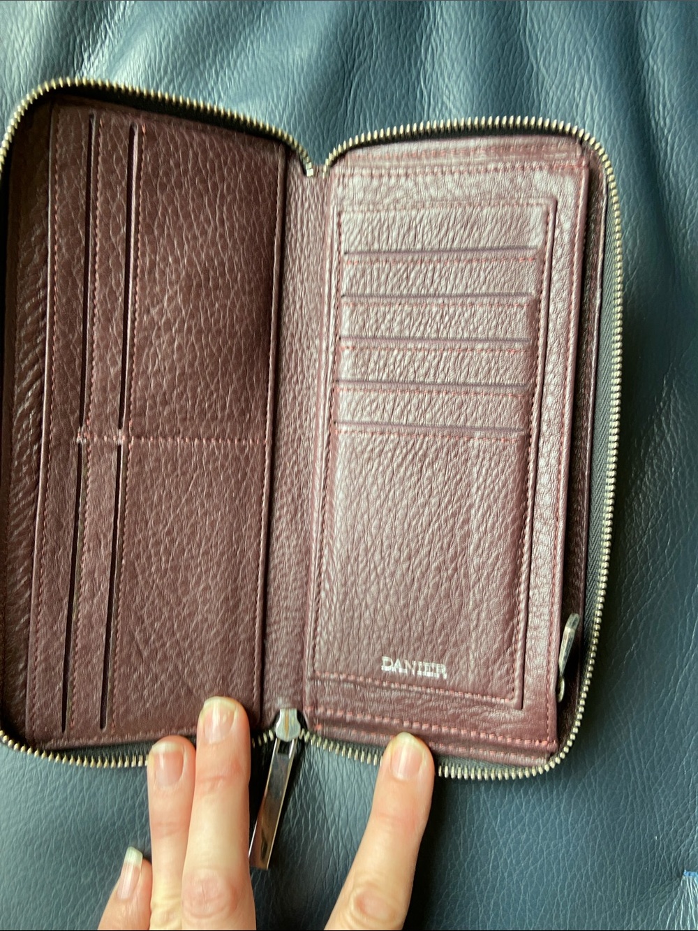 Danier Zip-Around Leather Wallet - Burgundy
